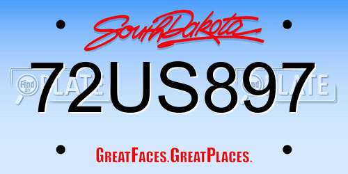 72US897 South Dakota License Plate