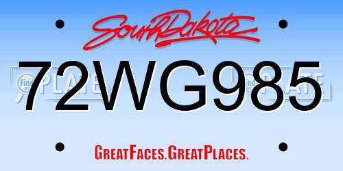 72WG985 South Dakota License Plate