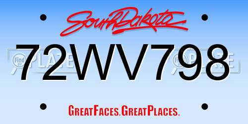 72WV798 South Dakota License Plate