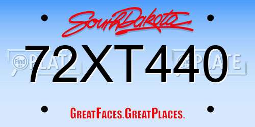 72XT440 South Dakota License Plate