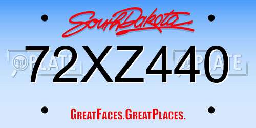 72XZ440 South Dakota License Plate