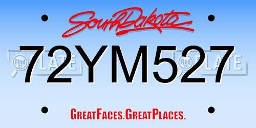 72YM527 South Dakota License Plate