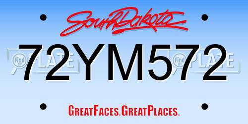 72YM572 South Dakota License Plate
