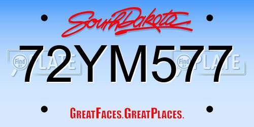 72YM577 South Dakota License Plate
