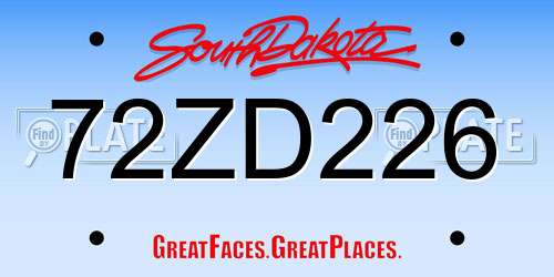 72ZD226 South Dakota License Plate
