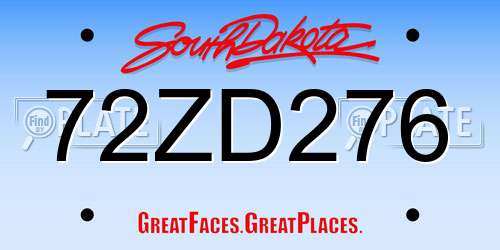 72ZD276 South Dakota License Plate