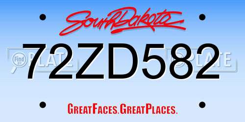 72ZD582 South Dakota License Plate