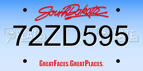 72ZD595 South Dakota License Plate