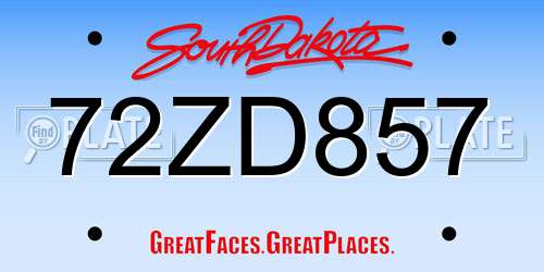 72ZD857 South Dakota License Plate
