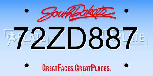 72ZD887 South Dakota License Plate