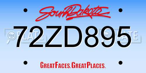 72ZD895 South Dakota License Plate