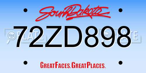 72ZD898 South Dakota License Plate