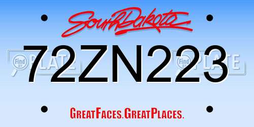 72ZN223 South Dakota License Plate
