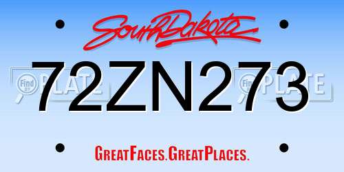 72ZN273 South Dakota License Plate