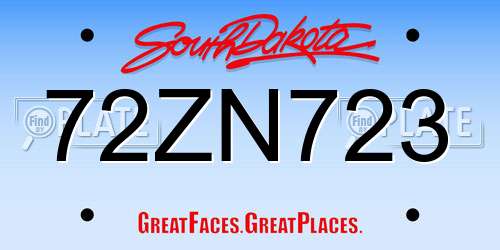 72ZN723 South Dakota License Plate