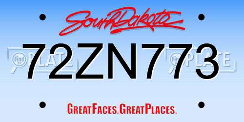 72ZN773 South Dakota License Plate