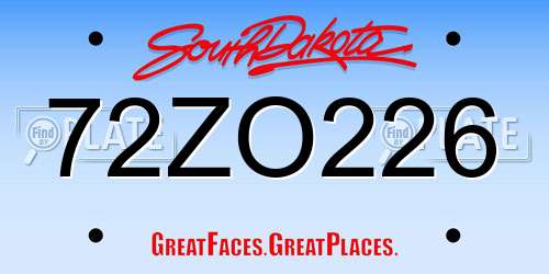 72ZO226 South Dakota License Plate