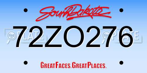 72ZO276 South Dakota License Plate