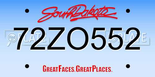 72ZO552 South Dakota License Plate