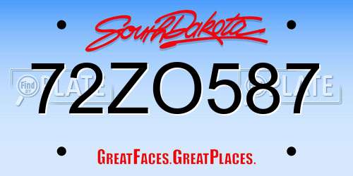 72ZO587 South Dakota License Plate