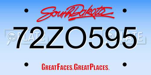 72ZO595 South Dakota License Plate