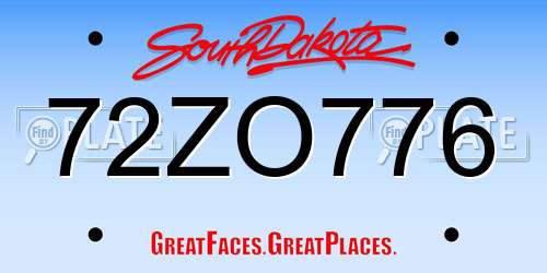 72ZO776 South Dakota License Plate