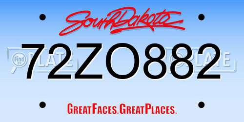 72ZO882 South Dakota License Plate