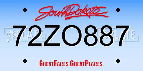72ZO887 South Dakota License Plate