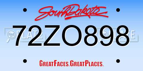 72ZO898 South Dakota License Plate