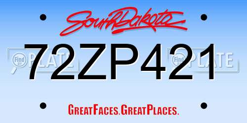 72ZP421 South Dakota License Plate