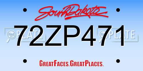 72ZP471 South Dakota License Plate