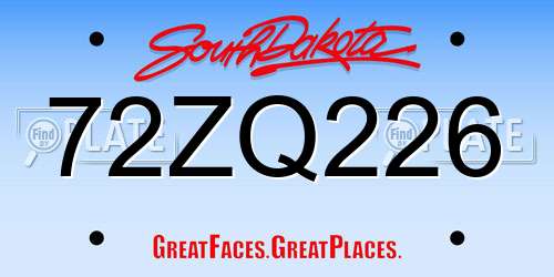 72ZQ226 South Dakota License Plate