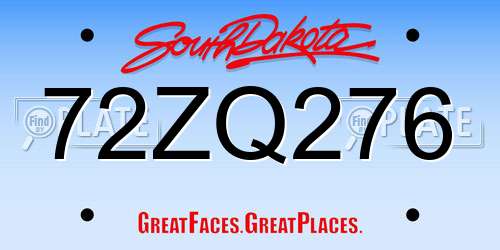 72ZQ276 South Dakota License Plate