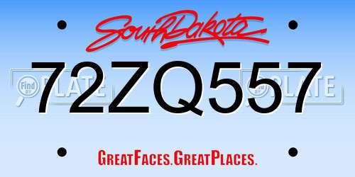 72ZQ557 South Dakota License Plate