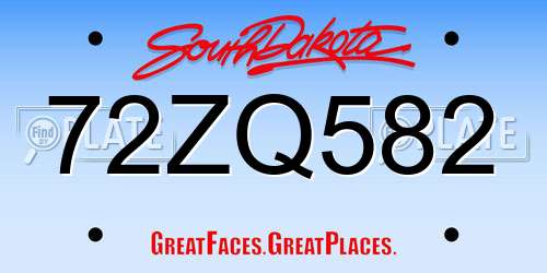 72ZQ582 South Dakota License Plate