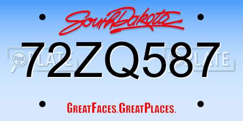 72ZQ587 South Dakota License Plate