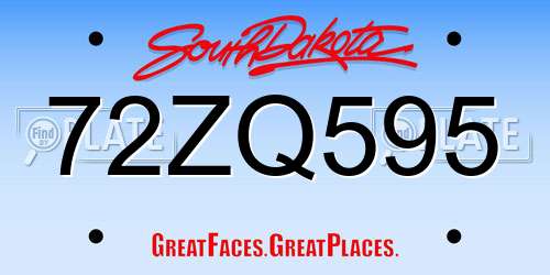 72ZQ595 South Dakota License Plate