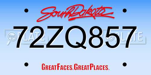 72ZQ857 South Dakota License Plate