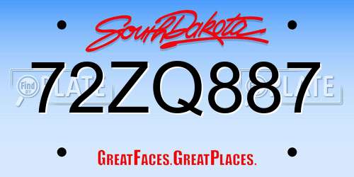 72ZQ887 South Dakota License Plate