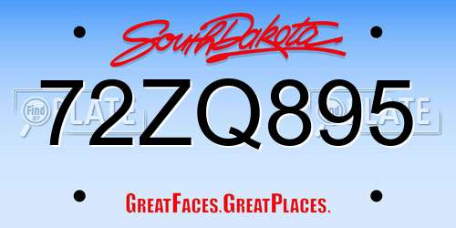 72ZQ895 South Dakota License Plate