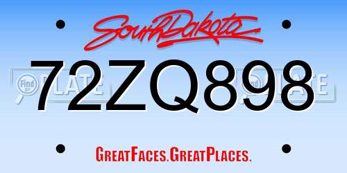 72ZQ898 South Dakota License Plate