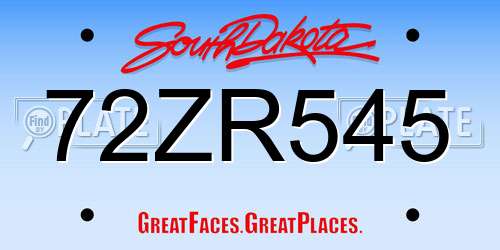 72ZR545 South Dakota License Plate
