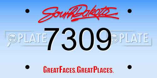 7309 South Dakota License Plate