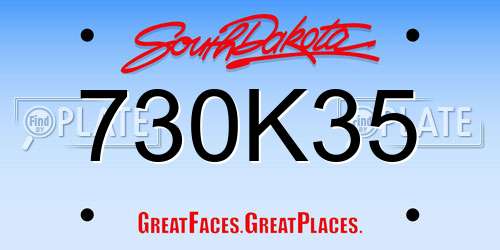 730K35 South Dakota License Plate