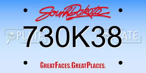 730K38 South Dakota License Plate