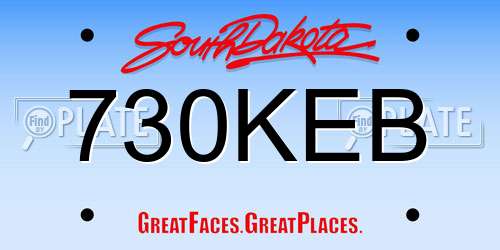 730KEB South Dakota License Plate