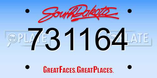 731164 South Dakota License Plate