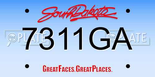 7311GA South Dakota License Plate