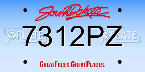 7312PZ South Dakota License Plate
