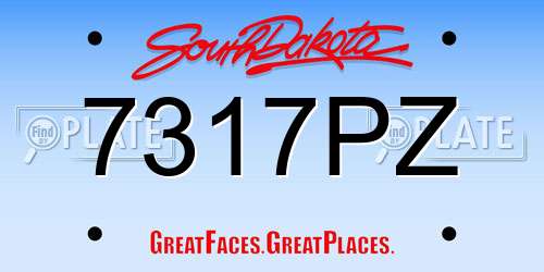 7317PZ South Dakota License Plate